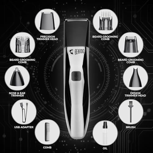 Beardo Chrome Beast Multipurpose Trimmer Set For Men  40,Length Settings  6 attachments
