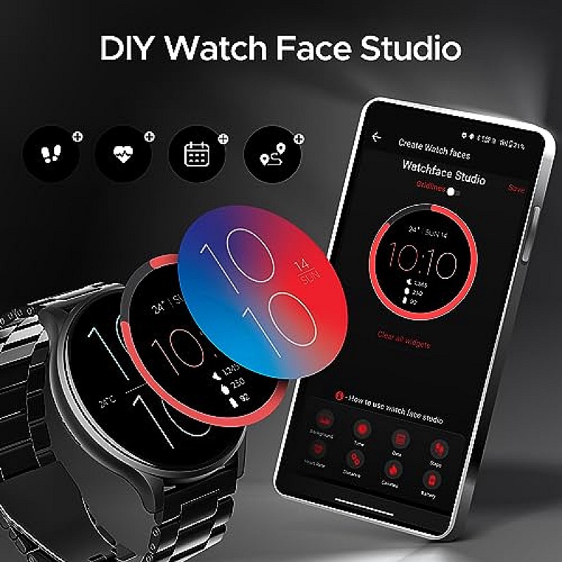 boAt Lunar Orb with 1.45 AMOLED Display, BT Calling, DIY Watch Face Studio Smart Watch for Men And Women Steel Black