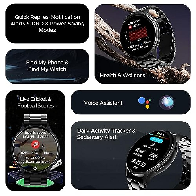 boAt Lunar Orb with 1.45 AMOLED Display, BT Calling, DIY Watch Face Studio Smart Watch for Men And Women Steel Black