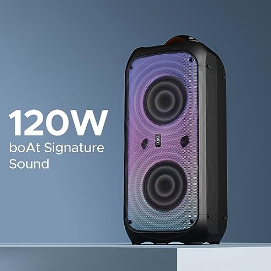 boAt Newly Launched Partypal 300 Speaker with 120 W Signature Sound, Up to 6 hrs Playtime, Built-in Mic (Premium Black)