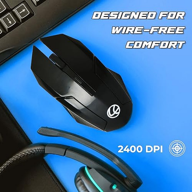 LAPCARE Speedy Wireless Gaming Mouse Upto 2400 DPI Sensor | Plug & Play | 10m Working Distance  (Black) 