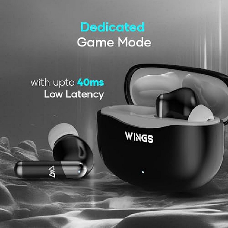 Wings Flobuds 335 Premium Lifestyle TWS Earbuds 40Hrs Playtime Black