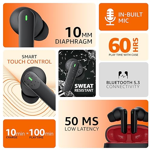 Amazon Basics True Wireless in-Ear Earbuds with Mic, Low-Latency (Black) Amazon Basics True Wireless in-Ear Earbuds with Mic, Low-Latency (Black)