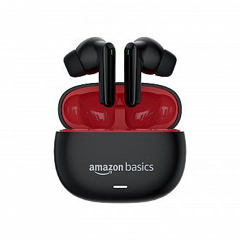 Amazon Basics True Wireless in-Ear Earbuds with Mic, Low-Latency (Black)