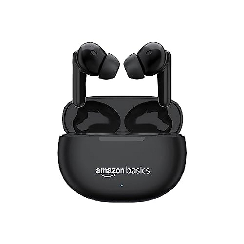 Amazon Basics True Wireless in-Ear Earbuds with Mic, Touch Control, IPX5 Water (Black)