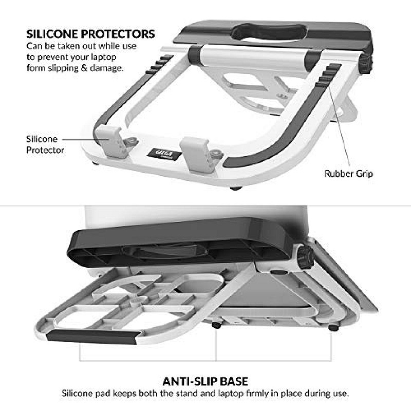 GIZGA essentials Portable Laptop Stand, Multi-Functional Foldable Stand for Laptop/MacBook, White