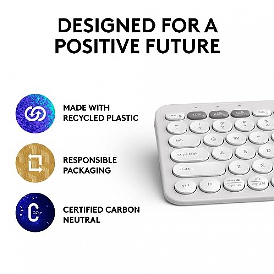 Logitech Pebble Keys 2 K380s, Multi-Device Bluetooth Wireless Keyboard Tonal White