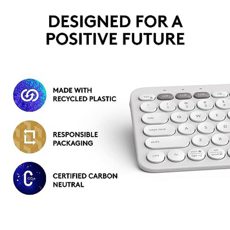 Logitech Pebble Keys 2 K380s, Multi-Device Bluetooth Wireless Keyboard Tonal White