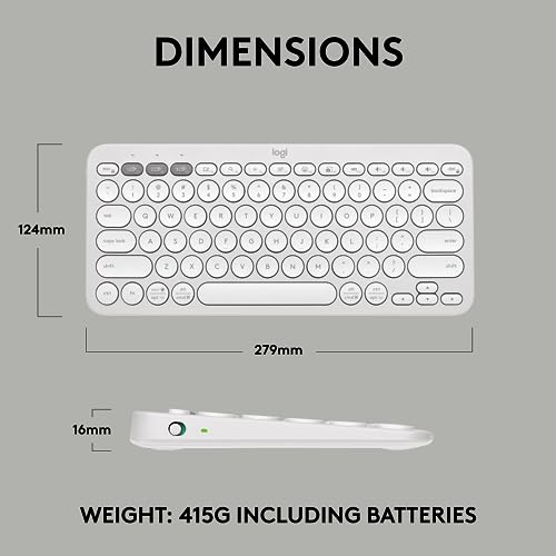 Logitech Pebble Keys 2 K380s, Multi-Device Bluetooth Wireless Keyboard Tonal White Logitech Pebble Keys 2 K380s, Multi-Device Bluetooth Wireless Keyboard Tonal White