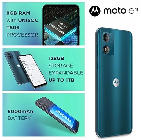 Motorola E13 4G (Aurora Green, 8GB RAM, 128GB Storage) refurbished