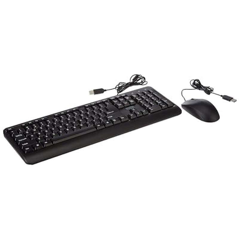 Lenovo 160 Keyboard and Mouse Wired Combo Waterproof Exoskeleton Splash Proof Keys 1600 DPI Full Size Mouse