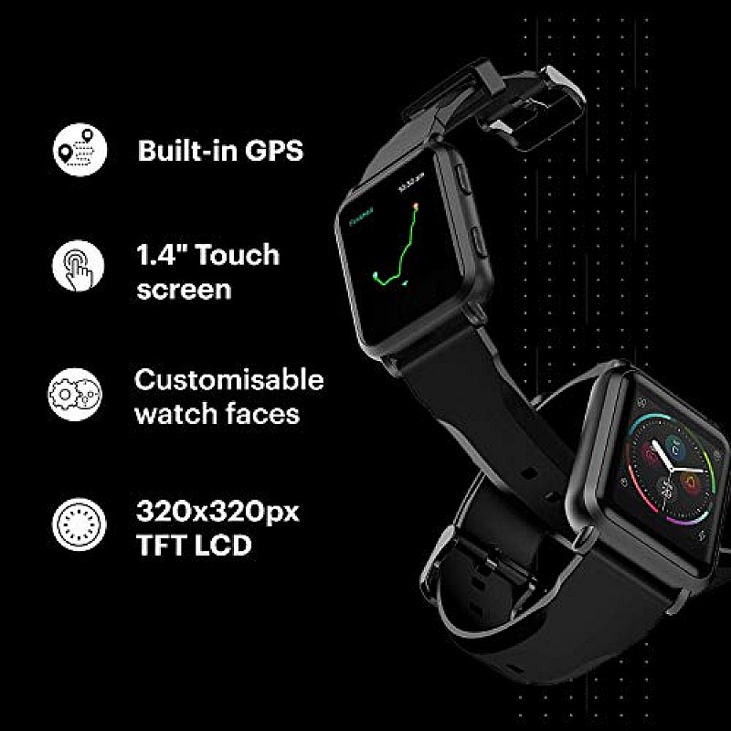 Noise ColorFit Nav Plus Smartwatch with Built-in GPS, High Resolution Display, 30 Sports - Stealth Black