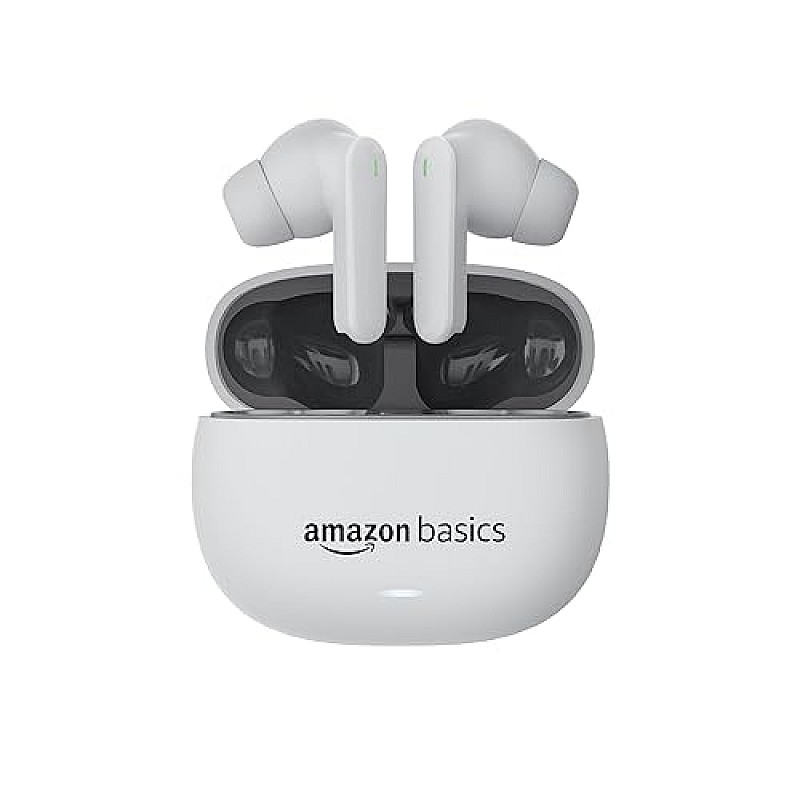 Amazon Basics True Wireless in-Ear Earbuds with Mic Touch Control IPX5  White