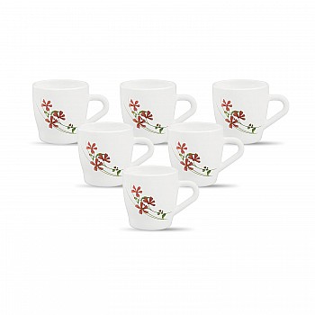 La Opala, Melody Collection, Opal Glass Cup Set Miranda 6 pcs, Coral Charm, White