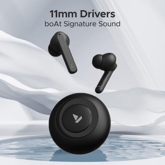 boAt Airdopes Sonik in Ear TWS Earbuds with 60 hrs Playback 11 mm Drivers, BT (Thunder Black)