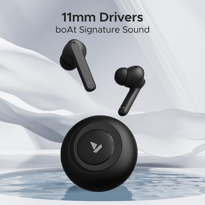 boAt Airdopes Sonik in Ear TWS Earbuds with 60 hrs Playback 11 mm Drivers, BT (Thunder Black)