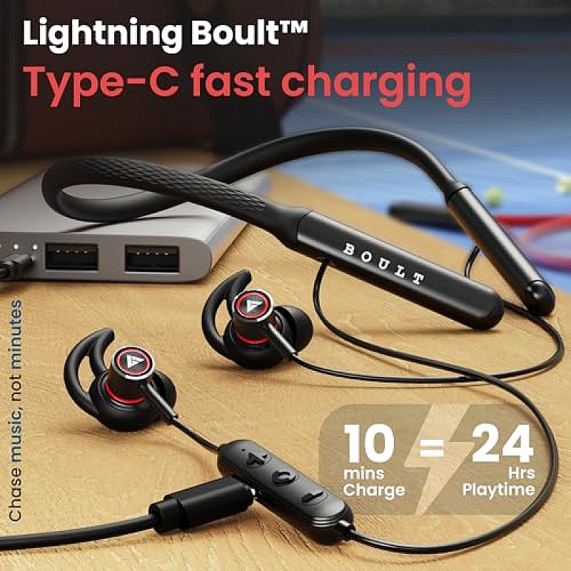 Boult Audio Curve Max Bluetooth Earphones with 100H Playtime, Clear Calling (Black)