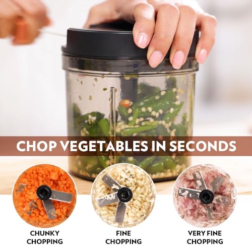 Borosil EazyPull Chopper with 6 Blades, Pull Chopper with Durable String 900 ml Chopping Bowl