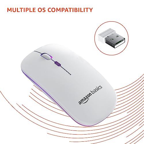 Amazon Basics Rechargeable Wireless Mouse with RGB LED Backlit 1600 DPI Ergonomic Mouse for Laptop, PC Amazon Basics Rechargeable Wireless Mouse with RGB LED Backlit 1600 DPI Ergonomic Mouse for Laptop, PC