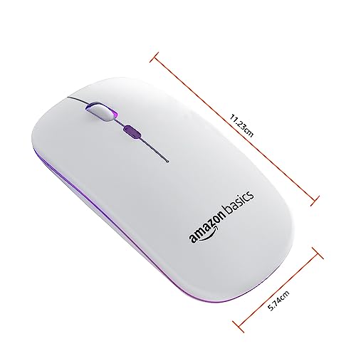 Amazon Basics Rechargeable Wireless Mouse with RGB LED Backlit 1600 DPI Ergonomic Mouse for Laptop, PC Amazon Basics Rechargeable Wireless Mouse with RGB LED Backlit 1600 DPI Ergonomic Mouse for Laptop, PC