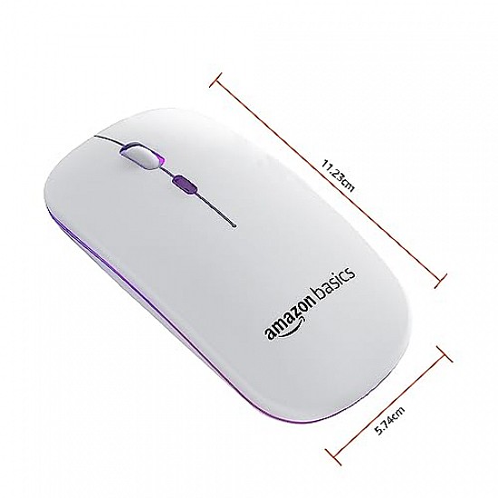 Amazon Basics Rechargeable Wireless Mouse with RGB LED Backlit 1600 DPI Ergonomic Mouse for Laptop, PC