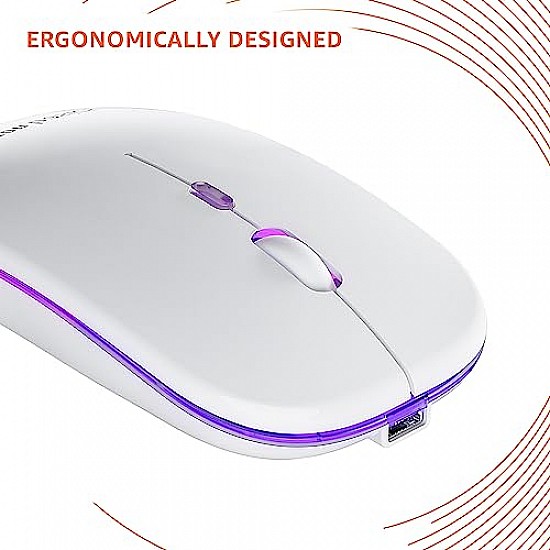 Amazon Basics Rechargeable Wireless Mouse with RGB LED Backlit 1600 DPI Ergonomic Mouse for Laptop, PC