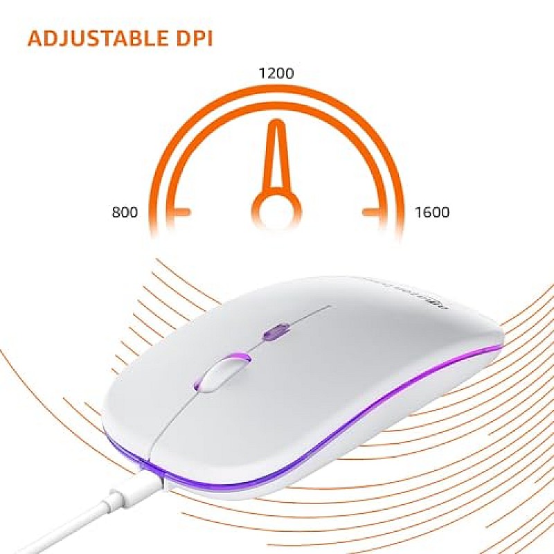 amazon basics Rechargeable Wireless Mouse with RGB LED Backlit 1600 DPI Ergonomic Mouse 