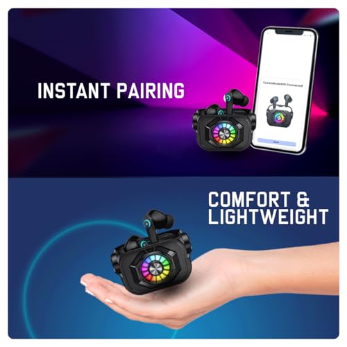 Cosmic Byte CosmoBuds X50 True Wireless Earbuds (TWS), BT 5.3 RGB, 40Hrs, ENC, DNS Quad Mics, IPX5, Voice Assistant (Black) Cosmic Byte CosmoBuds X50 True Wireless Earbuds (TWS), BT 5.3 RGB, 40Hrs, ENC, DNS Quad Mics, IPX5, Voice Assistant (Black)