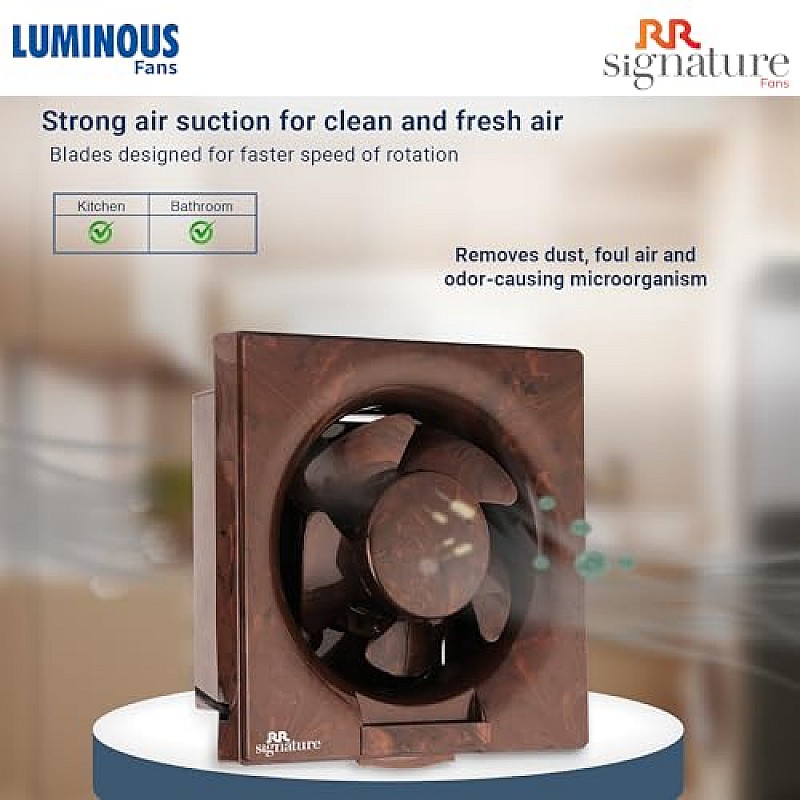 RR Signature (Previously Luminous) Vento Deluxe 150 MM Exhaust Fan For Bathroom, Kitchen with Strong Air Suction Marble Brown