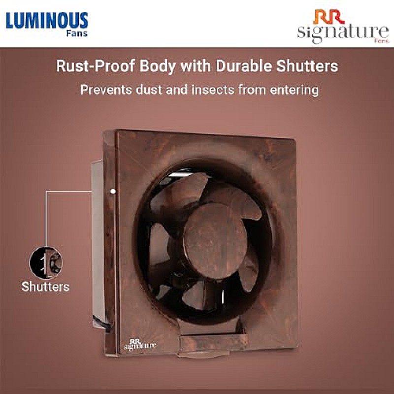 RR Signature (Previously Luminous) Vento Deluxe 150 MM Exhaust Fan For Bathroom, Kitchen with Strong Air Suction Marble Brown