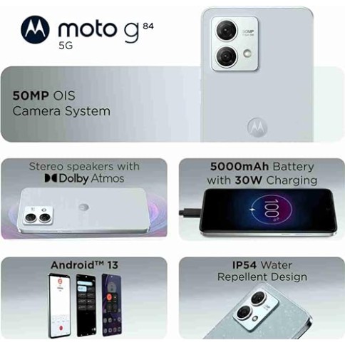 Motorola G84 5G (Marshmallow Blue, 12GB RAM, 256GB Storage) Refurbished