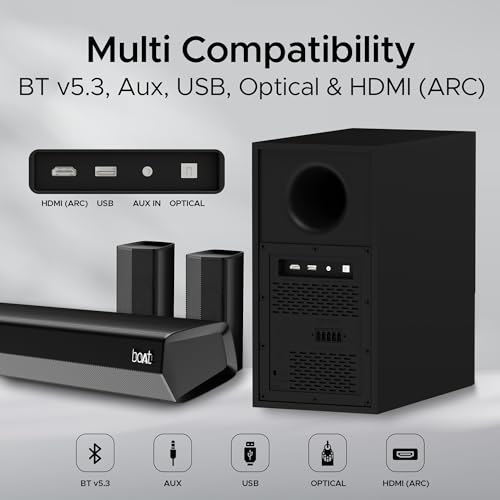 boAt Aavante Bar Rhythm Soundbar with 60W RMS Signature Sound, 2.0 Channel, Multi-Connectivity Modes Carbon Black boAt Aavante Bar Rhythm Soundbar with 60W RMS Signature Sound, 2.0 Channel, Multi-Connectivity Modes Carbon Black