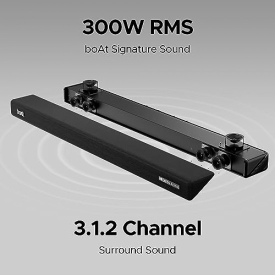 boAt Aavante Bar Rhythm Soundbar with 60W RMS Signature Sound, 2.0 Channel, Multi-Connectivity Modes Carbon Black