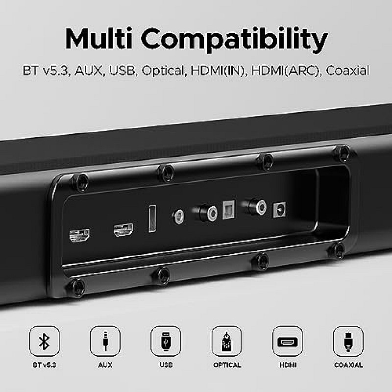 boAt Aavante Bar Rhythm Soundbar with 60W RMS Signature Sound, 2.0 Channel, Multi-Connectivity Modes Carbon Black