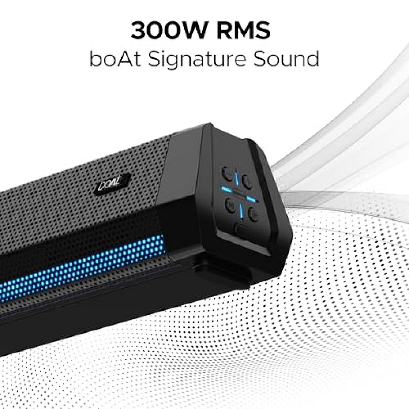 boAt Aavante Bar Rhythm Soundbar with 60W RMS Signature Sound, 2.0 Channel, Multi-Connectivity Modes Carbon Black