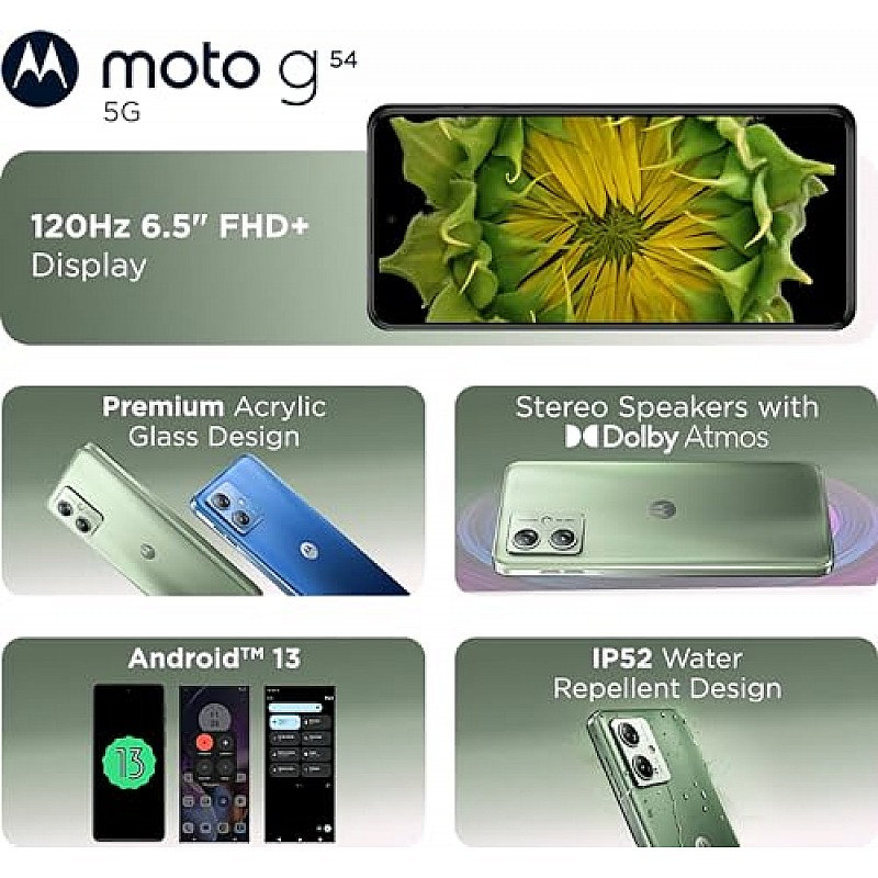 Motorola G54 5G (Mint Green, 8GB RAM, 128GB Storage) Refurbished