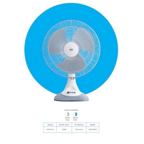 BPL AEROMAX High Speed Table Fan White Grey color