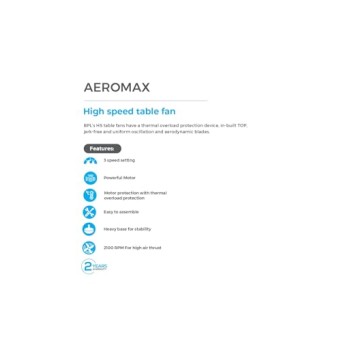 BPL AEROMAX High Speed Table Fan White Grey color BPL AEROMAX High Speed Table Fan White Grey color
