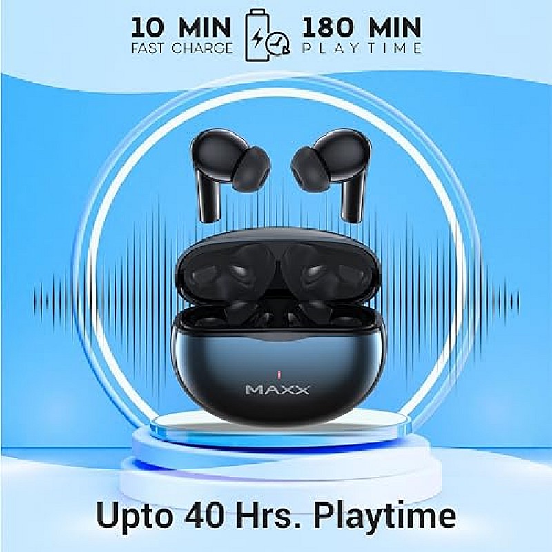 Maxx PX40 True Wireless Earbuds with Up to 40Hrs Playtime Charge 10 Min Jazzy Blue