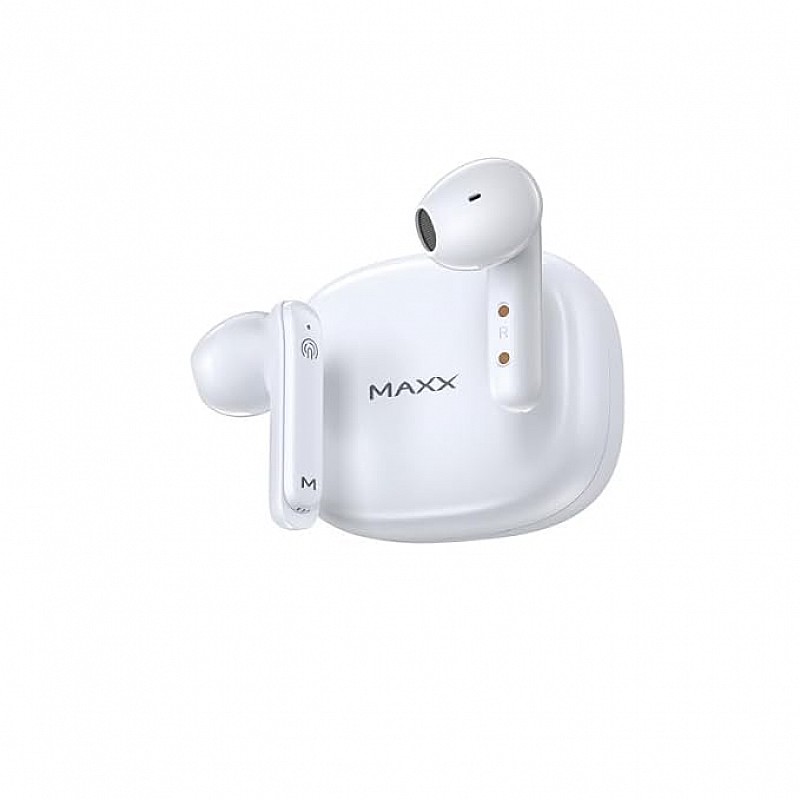 Maxx PX50 True Wireless Earbuds with Quick Connect Up to 40Hrs Playtime ASAP Charge 10 Min Use 180 Mins White