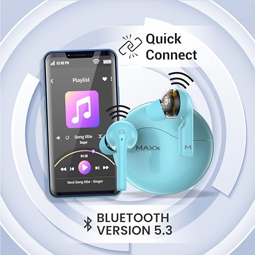Maxx PX60 Pro True Wireless Quad Driver Earbuds Up to 50Hrs Playtime Powder Blue Maxx PX60 Pro True Wireless Quad Driver Earbuds Up to 50Hrs Playtime Powder Blue