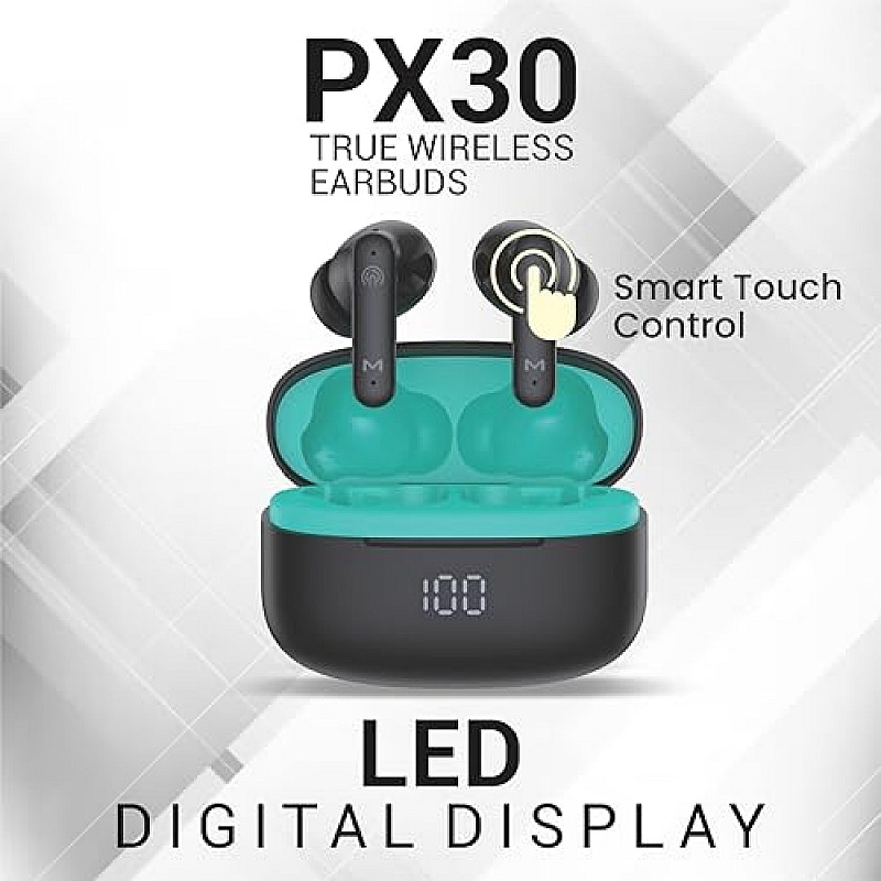 Maxx PX30 True Wireless Earbuds with Up to 50Hrs Playtime with Digital Battery Display Black