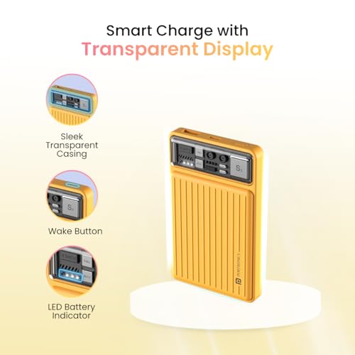 Portronics Luxcell Mini 10K Advanced  Smallest Power Bank with 22.5W Max Output, LED Indicator, Mach USB-A Output, Type C PD Output, Type C Input,