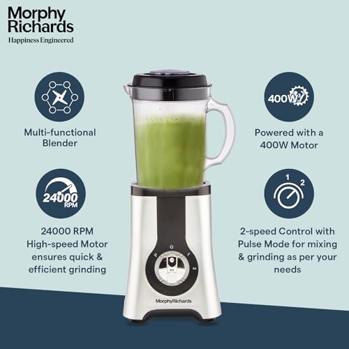 Morphy Richards 2 In 1 Blendmaster | 400W Powerful Motor | Grind, Mix, Blend Silver Black Morphy Richards 2 In 1 Blendmaster | 400W Powerful Motor | Grind, Mix, Blend Silver Black