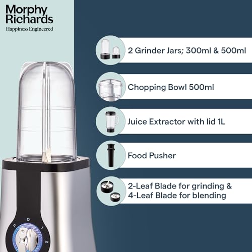 Morphy Richards 2 In 1 Blendmaster | 400W Powerful Motor | Grind, Mix, Blend Silver Black Morphy Richards 2 In 1 Blendmaster | 400W Powerful Motor | Grind, Mix, Blend Silver Black