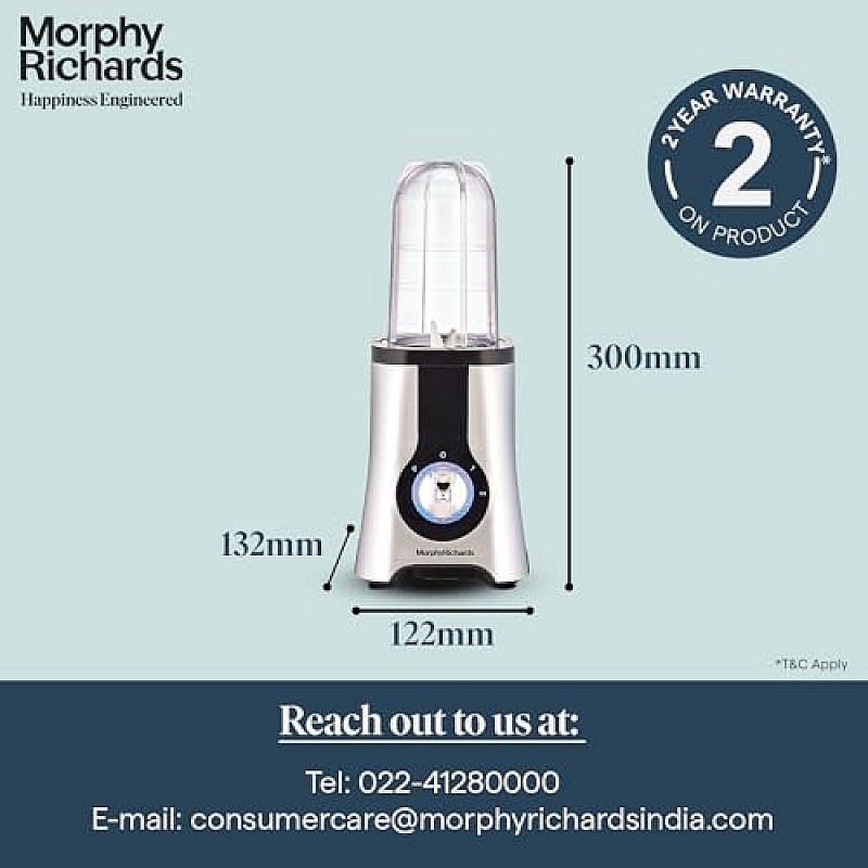 Morphy Richards 2 In 1 Blendmaster | 400W Powerful Motor | Grind, Mix, Blend Silver Black