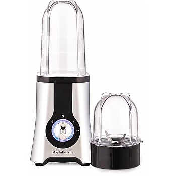 Morphy Richards 2 In 1 Blendmaster | 400W Powerful Motor | Grind, Mix, Blend Silver Black