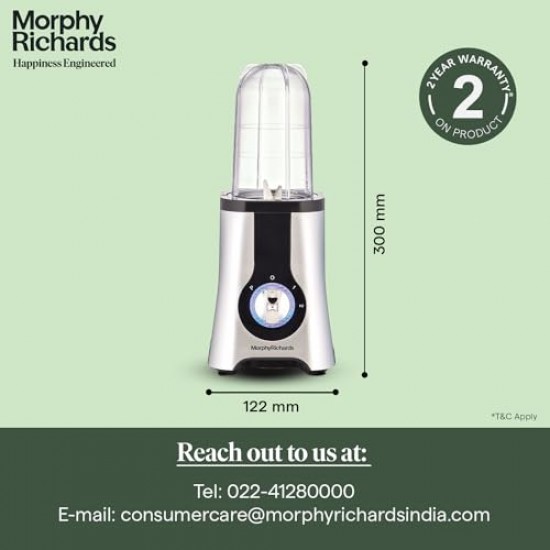 Morphy Richards 2 In 1 Blendmaster | 400W Powerful Motor | Grind, Mix, Blend Silver Black