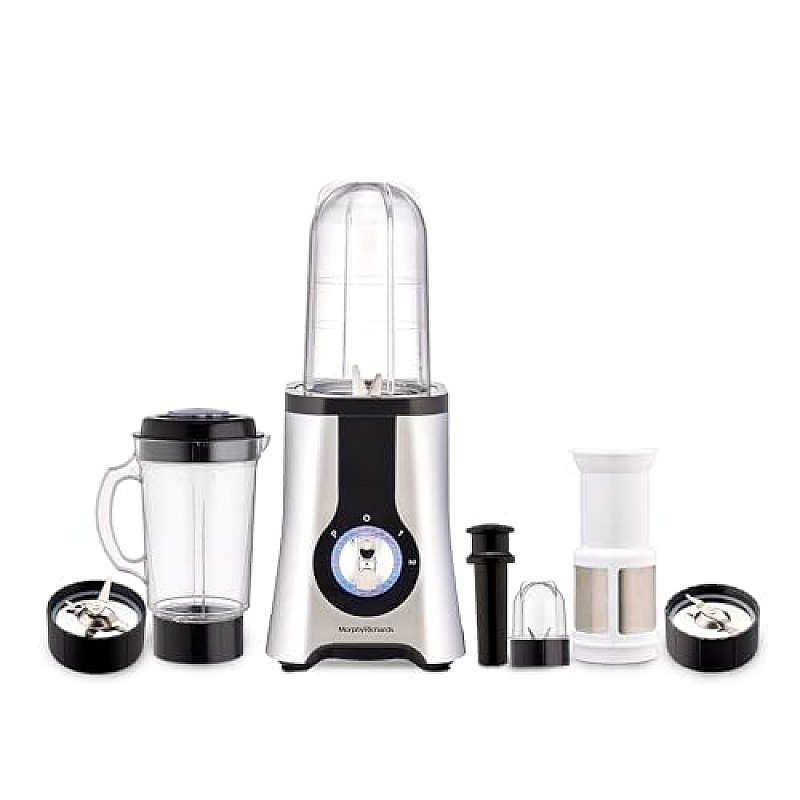 Morphy Richards 2 In 1 Blendmaster | 400W Powerful Motor | Grind, Mix, Blend Silver Black