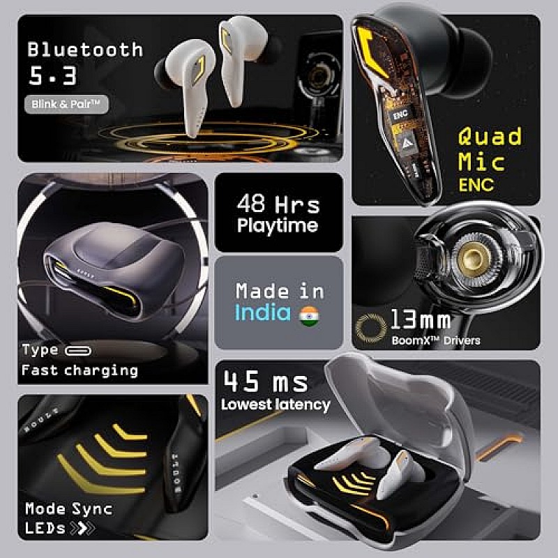 Boult Audio Newly Launched Astra True Wireless in Ear Earbuds with 48H Playtime, 4 (Smoky Metal)